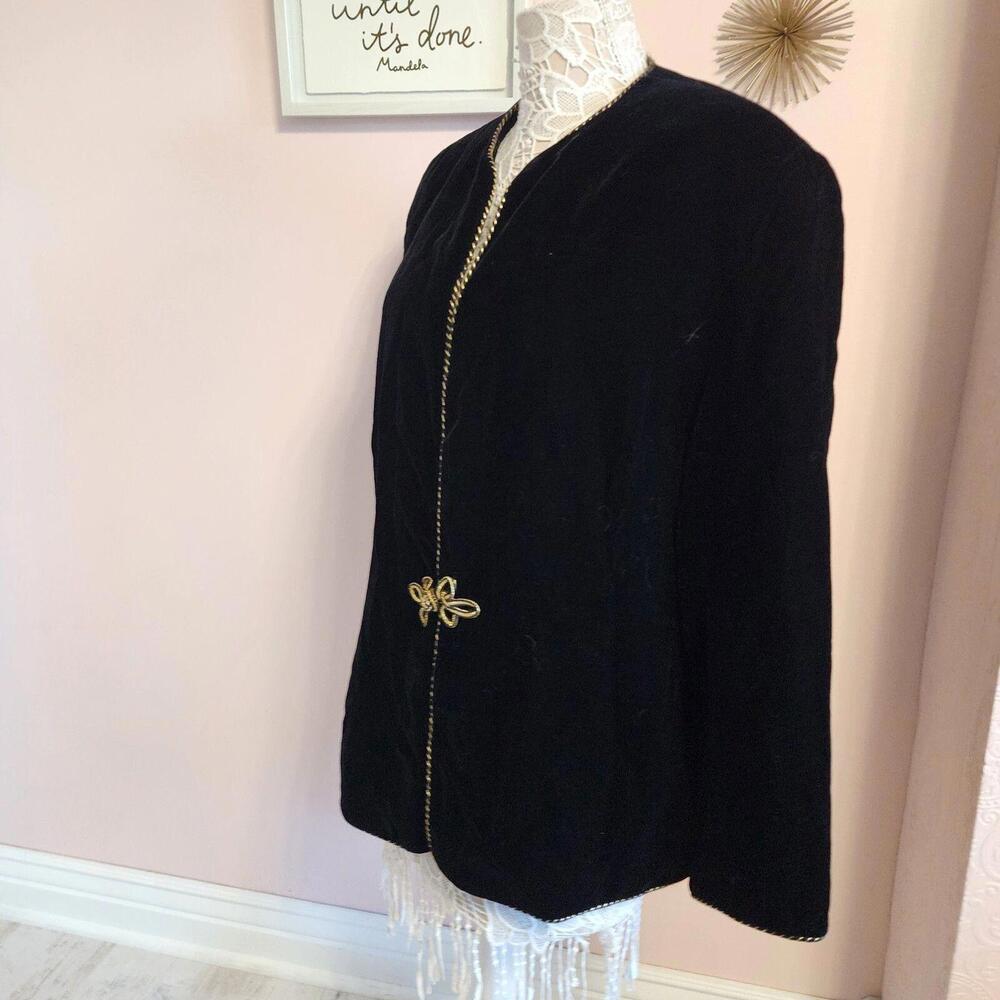 EUC vintage Talbots Velvet gold long blazer jacket frog closure xl or 1x? - Picture 2 of 9